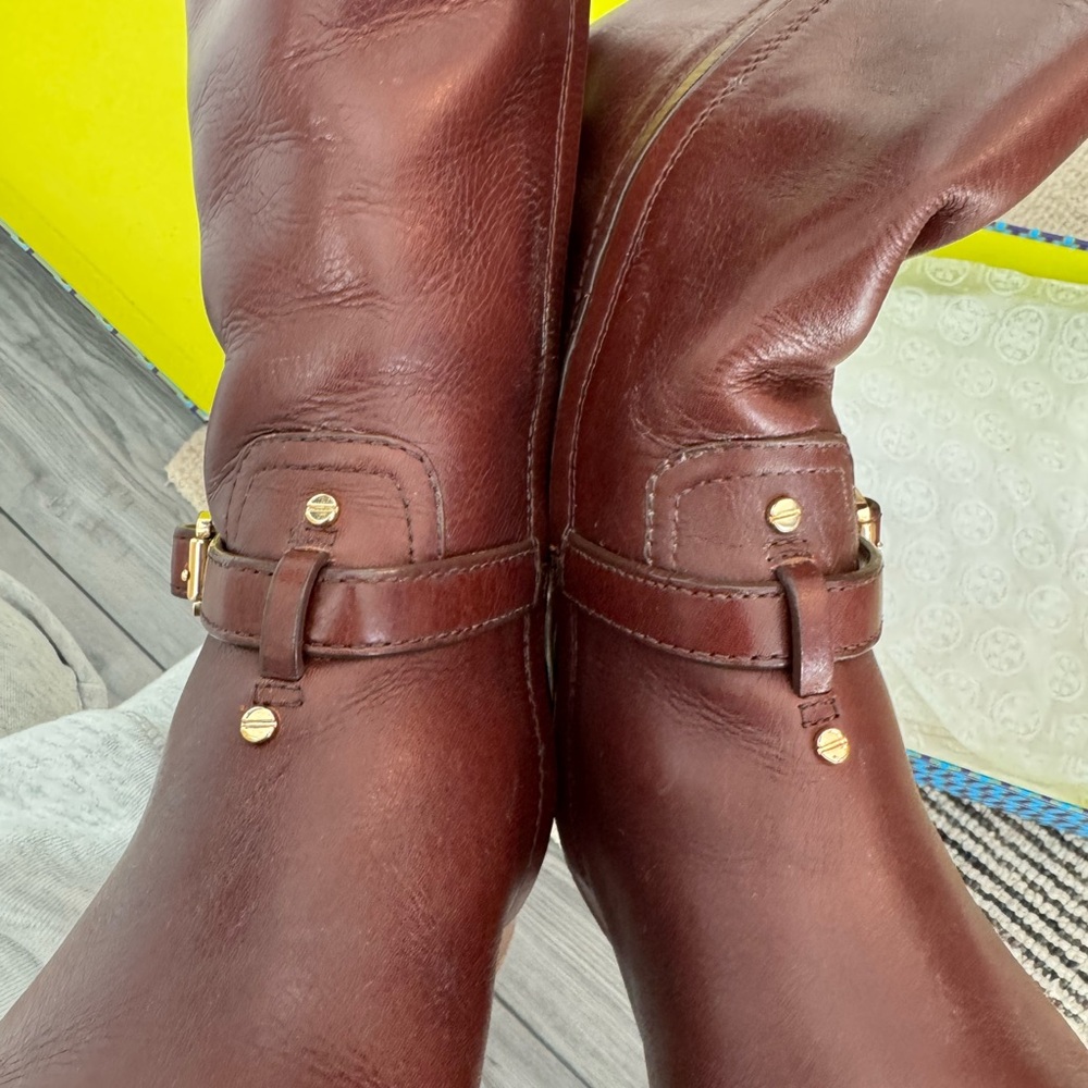 Tory Burch Chestnut Leather Knee-High Boots - Picture 4 of 16